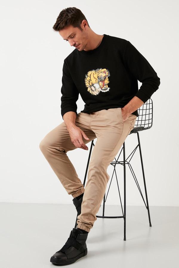 Buratti Baskılı Pamuklu Bisiklet Yaka Slim Fit Erkek Sweat 5905202 SİYAH - Image 1