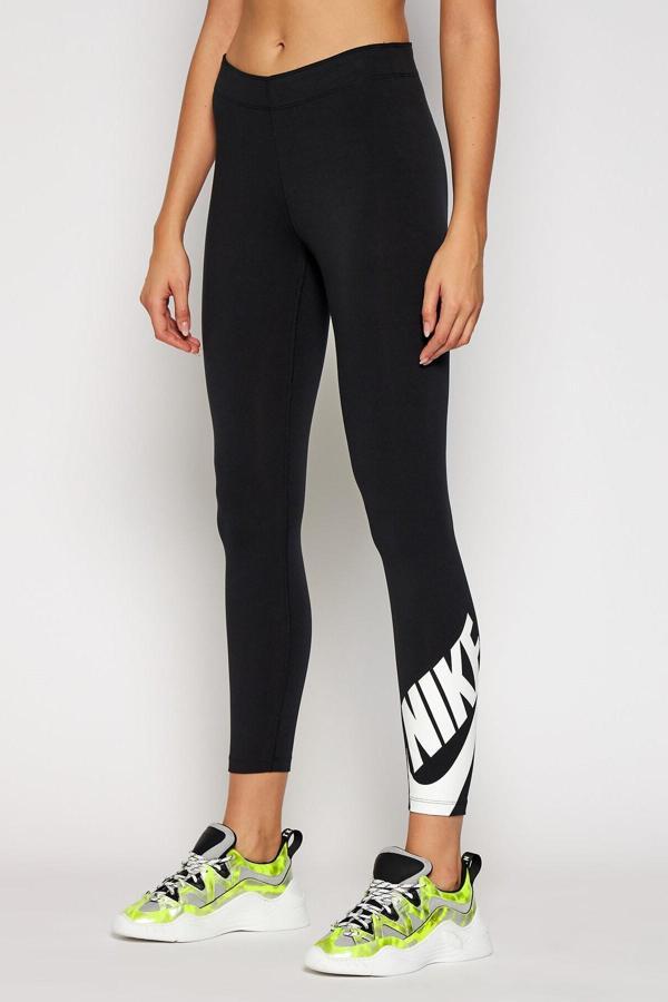 Nike Sportswear Swoosh Tight 7/8 Pamuk Polyester Siyah Kadın Tayt - Image 1