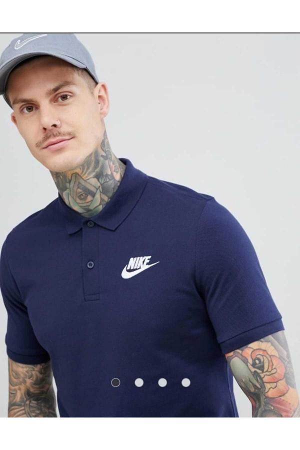 Nike Sportswear Polo Cotton Tee Navy Polo Yaka Tişört Lacivert - Image 1