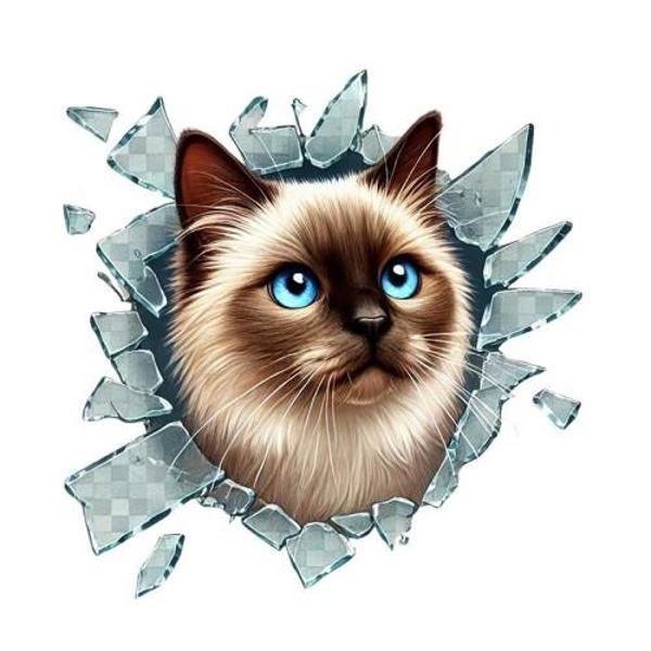 Büro Ev Ofis Arabası için 10x10CM Tekli Araç Dışı Siamesse Oto Cam Stickerı - Image 1