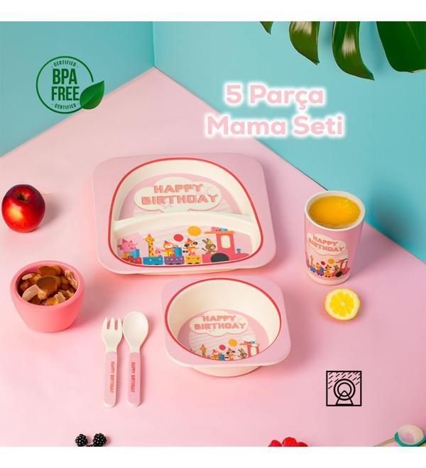 Porsima 233 Figürlü Mama Seti Bebek Mama Tabağı Bambu Mama Seti - Image 1