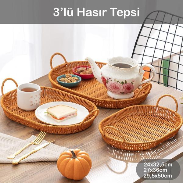 PORSIMA 708-D OVAL 3'LU HASIR TEPSI - Image 1