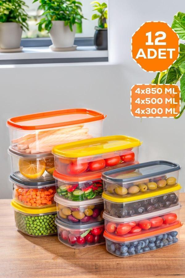 Porsima 1001 Dikdörtgen Plastik Saklama Kabı Seti 12'li - Image 1