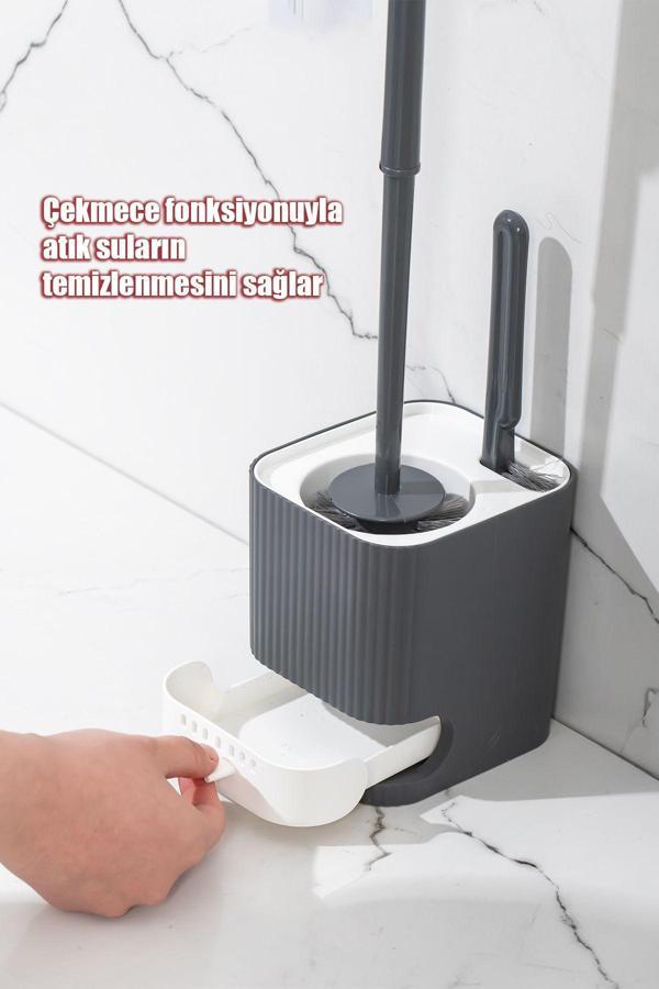 Porsima 2027 Pratik Tuvalet Fırçalığı Banyo Tuvalet Fırçası Antra - Image 1