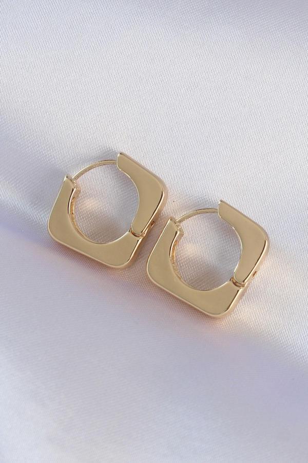 Pirinç Gold Renk Kare Küpe - Image 1