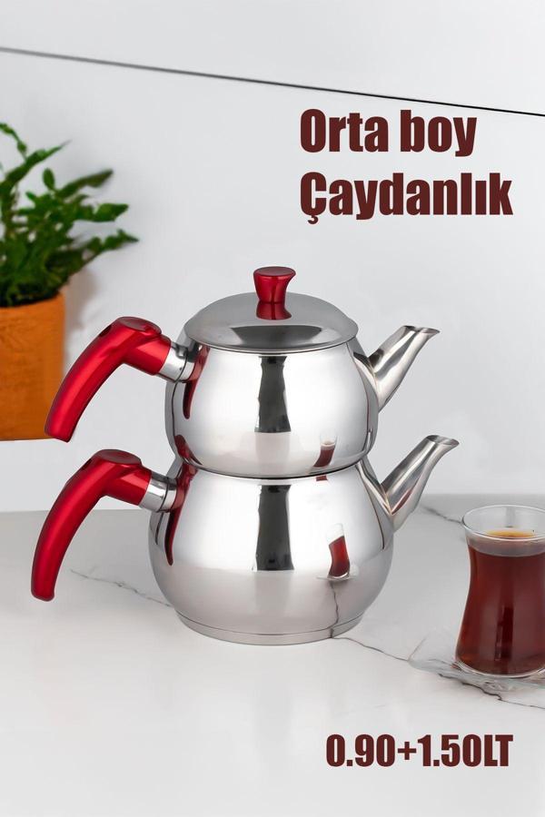 Porsima 3 Nolu Dayanıklı Ortaboy Paslanmaz Çelik Çaydanlık Takımı - Image 1