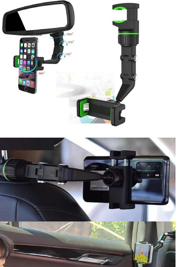 Büro Ev Ofis Arabası için Araç İçi 360 Dönen Fonksiyonel Araç Aynasına Takılır Oro Telefon Tutucu - Image 1