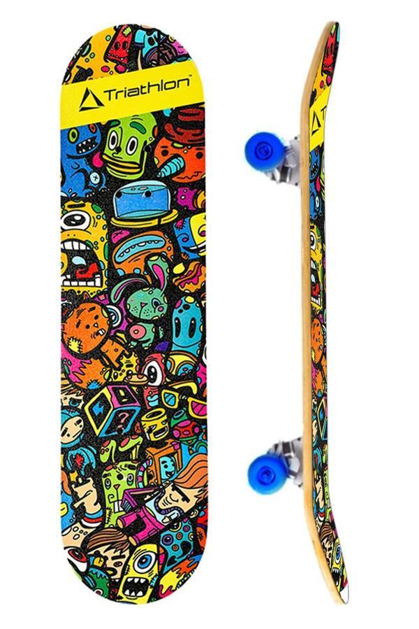 Triathlon T-132-Emoji Tahta Kaykay 80 Cm Emoji Karakter Desenli - 80 X 20 Cm - Zımpara Yüzey - Image 1