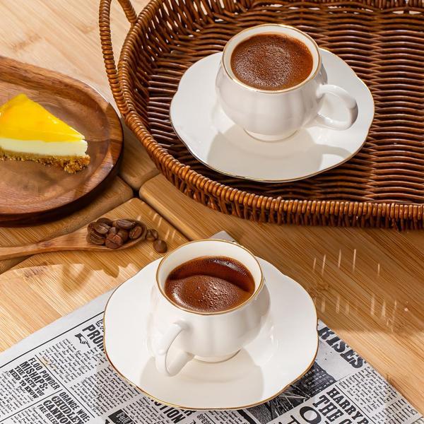 Porsima 4312 Emery 12 Parça Yaldızlı Porselen Kahve Fincan Takımı - Image 1