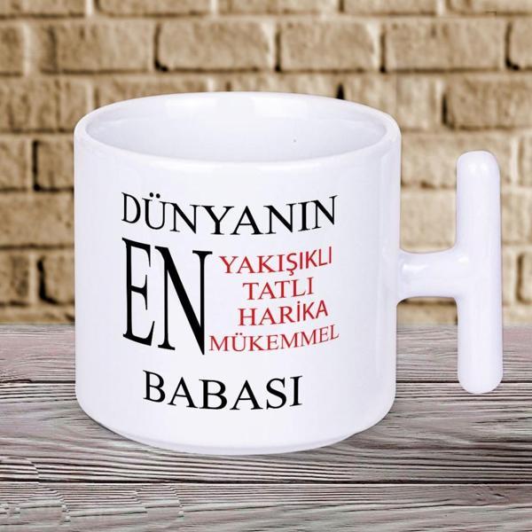 Dünyanın En Yakışıklı Babası Yazılı 1 Adet T Kupa Babalar Günü Hediyelik T Kupa Bardak - Image 1