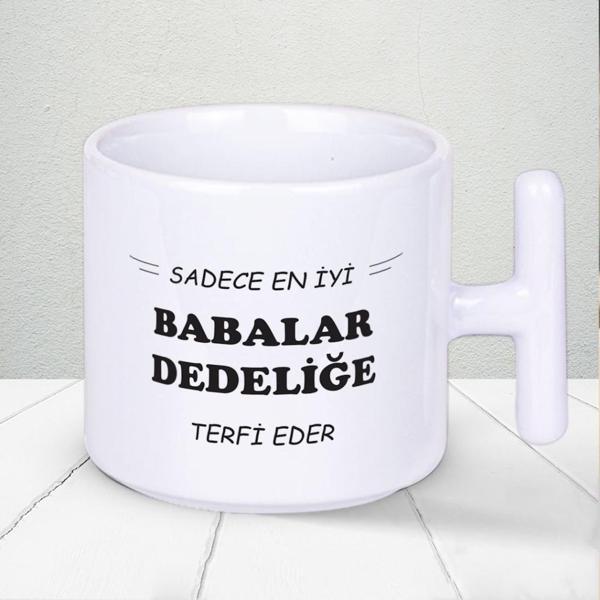 Sadece En İyi Babalar Dedeliğe Terfi Eder Babalar Günü Baskılı Kupa Bardak Baskılı Kahve Kupa Bardak - Image 1