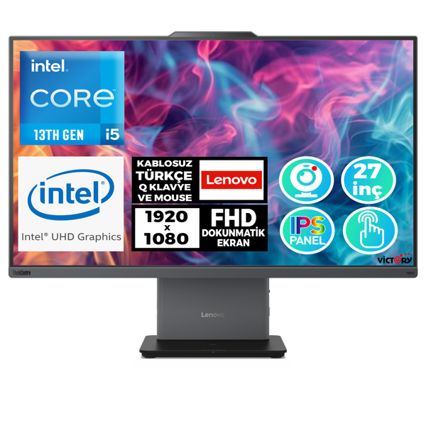 Lenovo ThinkCentre Neo 50a i5-13420H 32GB 1TB SSD 27" FHD Fdos Dokunmatik All In One 12SA0015TR 003 - Image 1