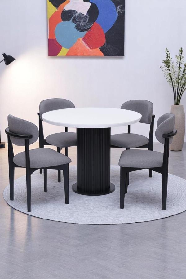 Bohem Norte Yuvarlak Mutfak Masa Sandalye Takımı 100cm - Image 1