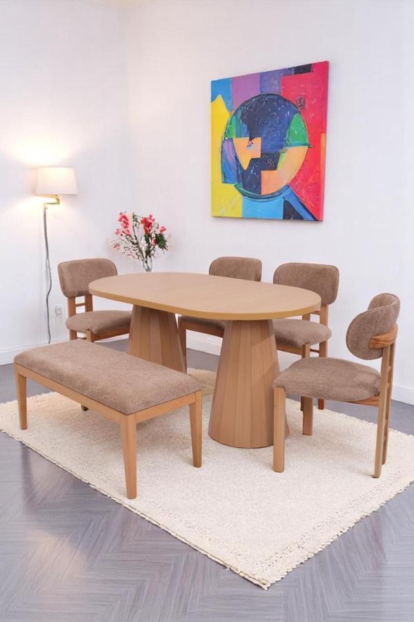 Bohem Rodi Banklı Açılır Yemek Masa Sandalye Takımı 90x160cm - Image 1