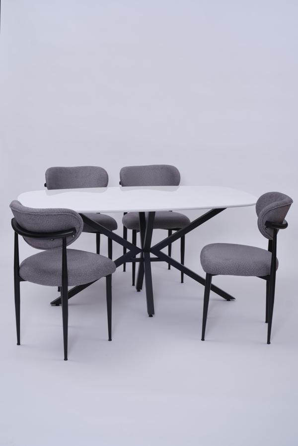 Çapraz Polo Demir High Gloss Yemek Masa Sandalye Takımı 90x160 - Image 1