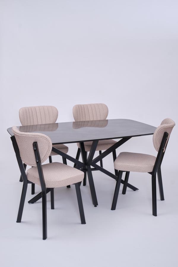 Çapraz Star Demir High Gloss Yemek Masa Sandalye Takımı 90x160 - Image 1