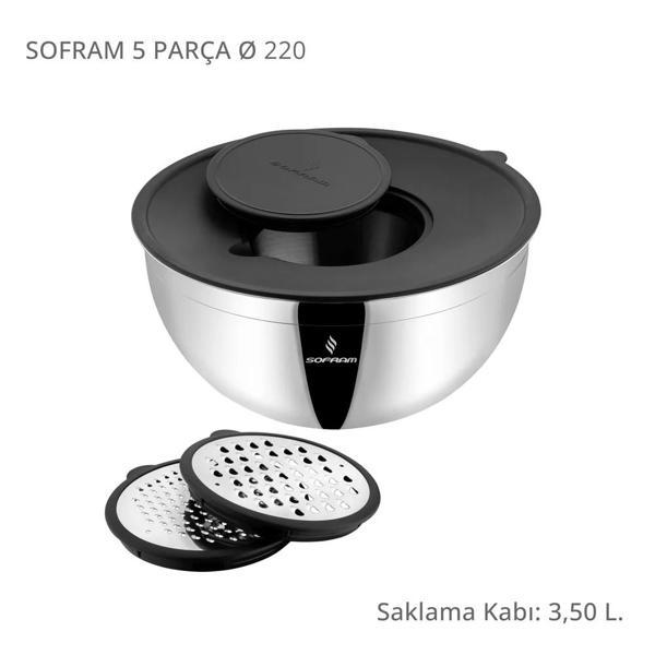 Sofram 5 Parça 22 Cm Karıştırma ve Saklama Kabı 3,50 Litre  - Image 1