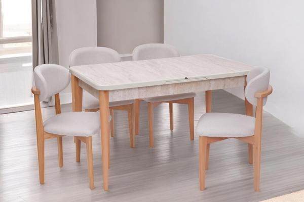 Norte Traverten Boyalı Mdf Mutfak Masa Takımı 80x130 - Image 1