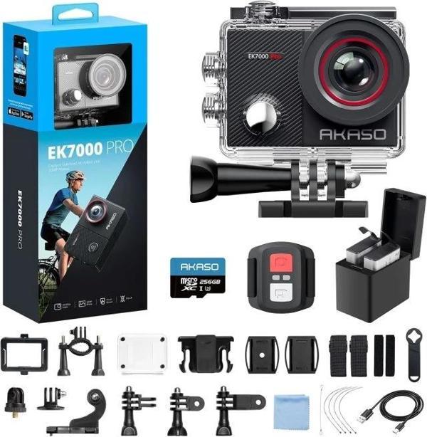 AKASO EK7000 Pro 4K Su Geçirmez Dokunmatik Ekranlı Aksiyon Kamerası With 256GB MicroSD Card - Image 1