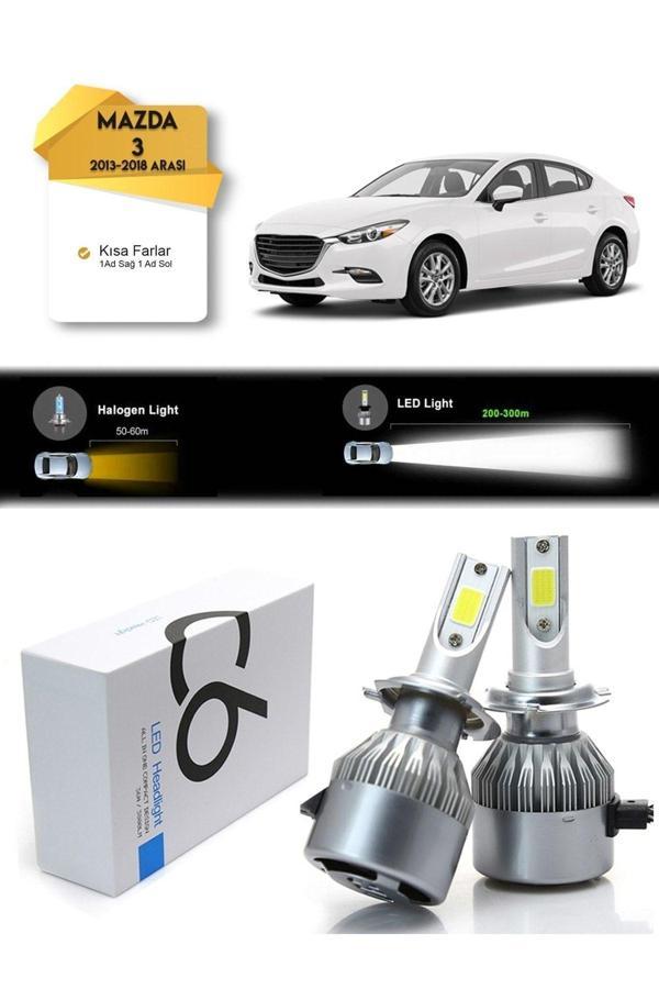 C6 Led Mazda 3 Kısa Far Led Xenon Şimşek Etkili 2013-2018 Arası Uyumlu - Image 1