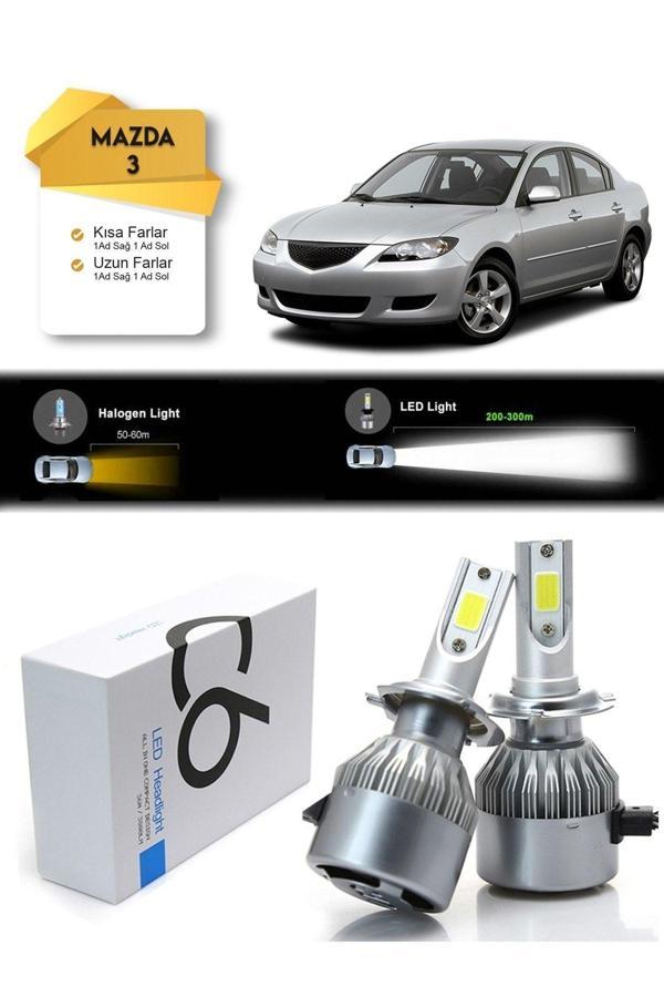 C6 Led Mazda 3 Uzun Far Kısa Far Şimşek Etkili Led Xenon Uyumlu - Image 1
