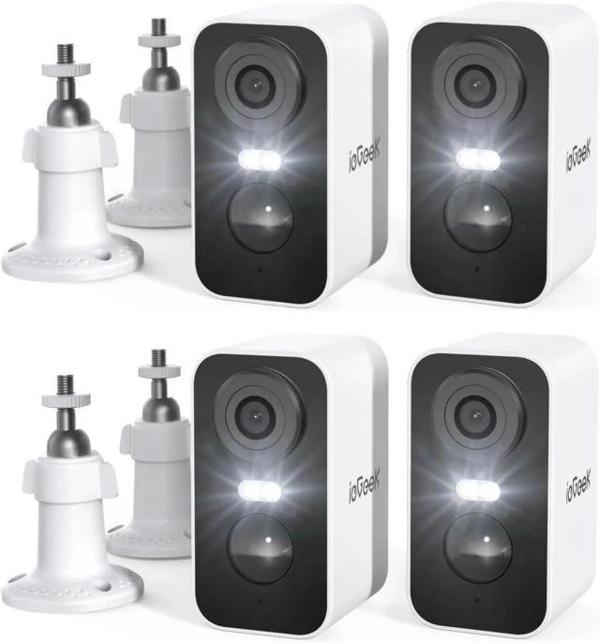 ieGeek Kablosuz Pille Çalışan WiFi Güvenlik Kamerası 4 Pack White Cam - Image 1