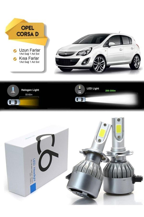 C6 Led Opel Corsa D Uzun Far Kısa Far Led Xenon Şimşek Etkili  Uyumlu - Image 1