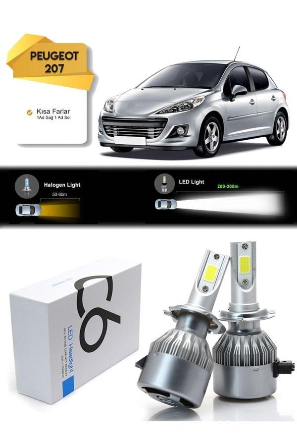 C6 Led Peugeot 207 Kısa Far Led Xenon Şimşek Etkili Uyumlu - Image 1
