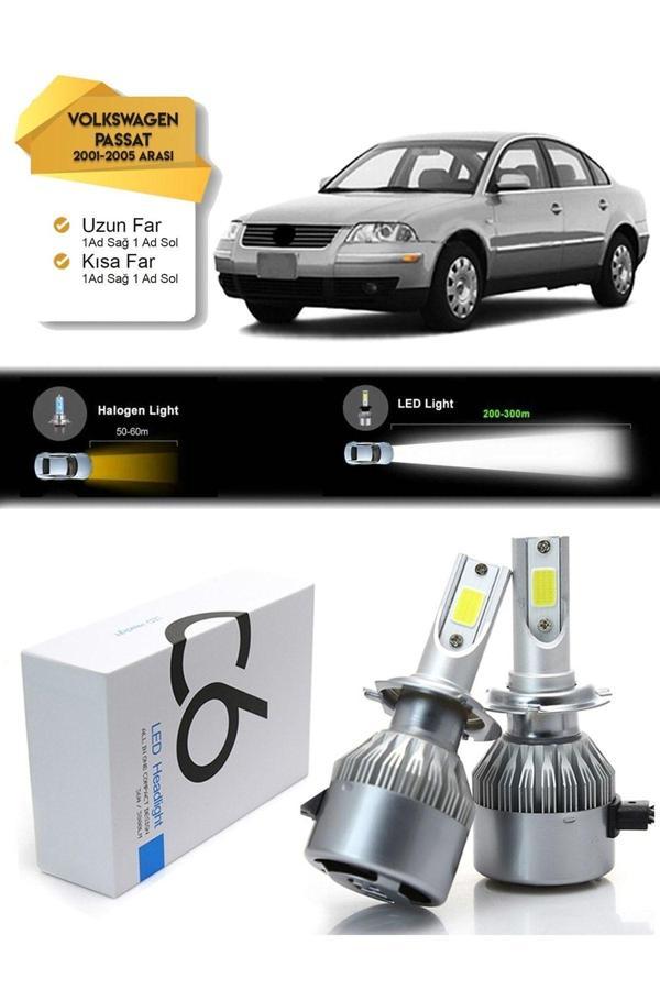 C6 Led Volkswagen Passat B5 Uzun Far Kısa Far Led Xenon Şimşek Etkili 2001-2005 Arası - Image 1