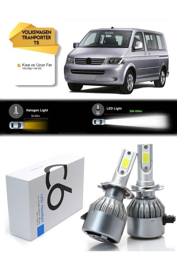 C6 Led Volkswagen Transporter T5 Uyumlu Uzun Far Kısa Far Şimşek Etkili Led Xenon - Image 1