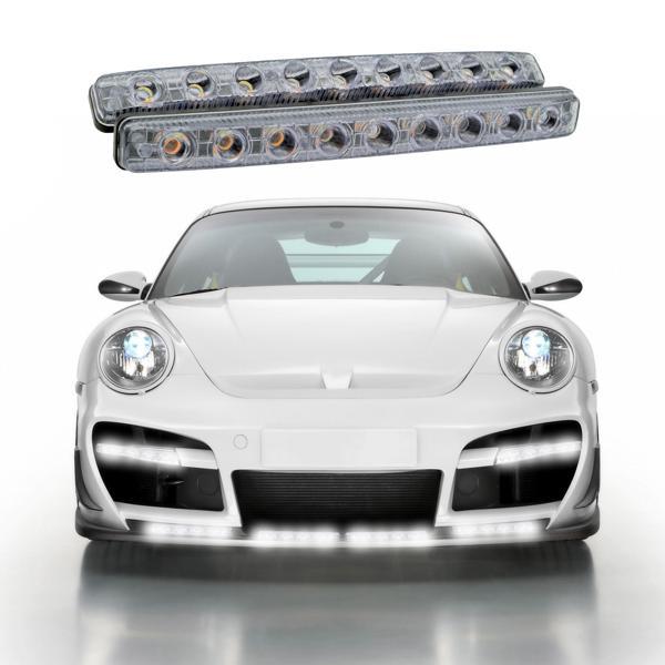Mega Oto Market 12V 9 Ledli 36W Beyaz Gündüz Ledi - Sarı Sinyalli IP4 Metal Kasa - Image 1