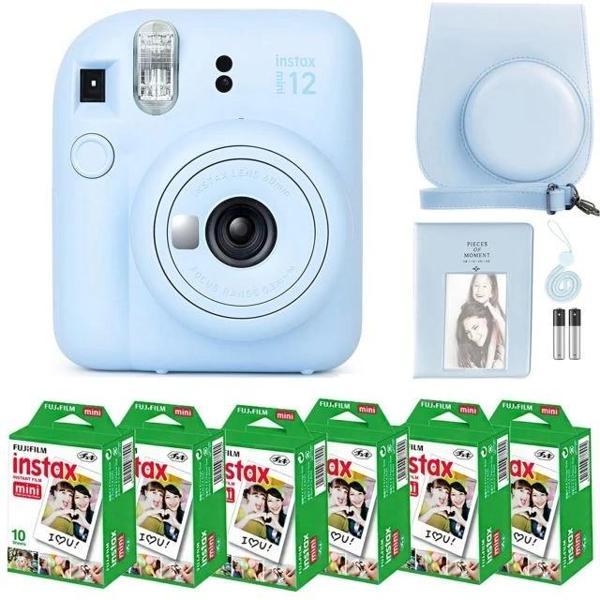 Fujifilm Instax Mini 12 Kamera/Mini Film (60 Sayfa)/Aksesuarlar - Mavi Pastel Blue - Image 1