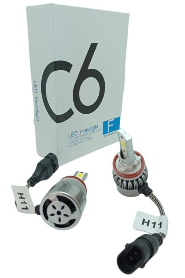 C6 Led Xenon 2 Adet H11 Led Xenon 36W 3800Lm Led Zenon Beyaz Renk Işık Turbo Fanlı - Image 1
