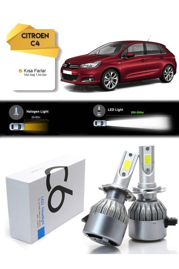 C6 Led Citroen C4 Kısa Far Led Xenon Şimşek Etkili 2012 Yeni Kasa Uyumlu - Image 1