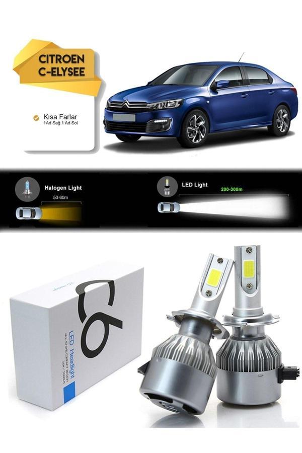 C6 Led Citroen C-Elysee Uzun Far Kısa Far Sis Farı Şimşek Etkili Led Xenon - Image 1