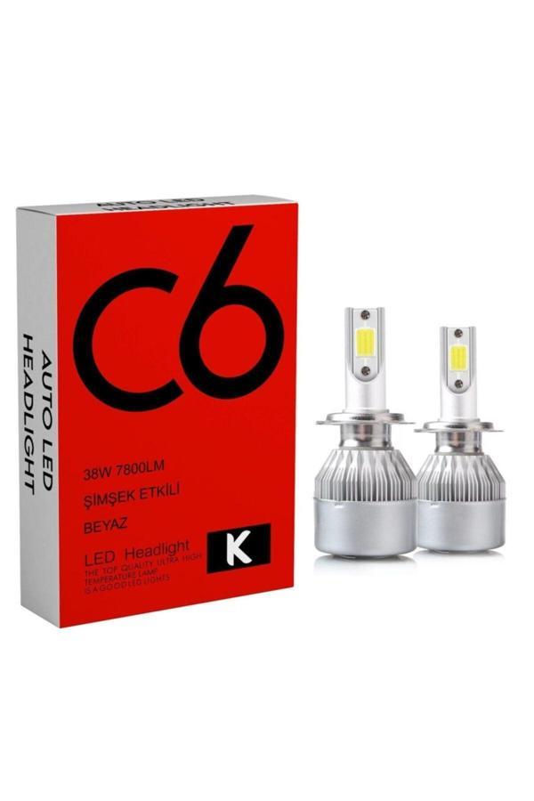 C6 Led Xenon 2 Adet H27 Led Xenon 38W 7800Lm 6500K Far Ampülü Led Işık Seri K-K - Image 1