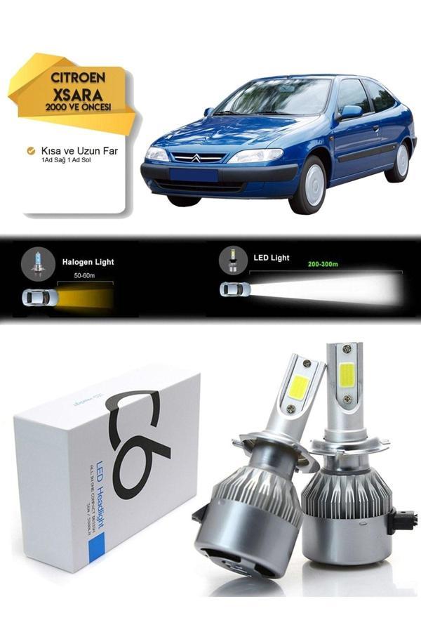 C6 Led Citroen Xsara Uzun Far Kısa Far Şimşek Etkili Led Xenon 2000 Ve Öncesi - Image 1