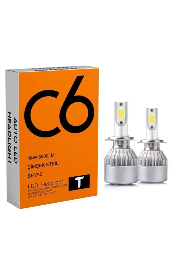 C6 Led Xenon 2 Adet H27 Led Xenon 46W 8600Lm 6500K Far Ampülü Led Işık Seri T-T - Image 1