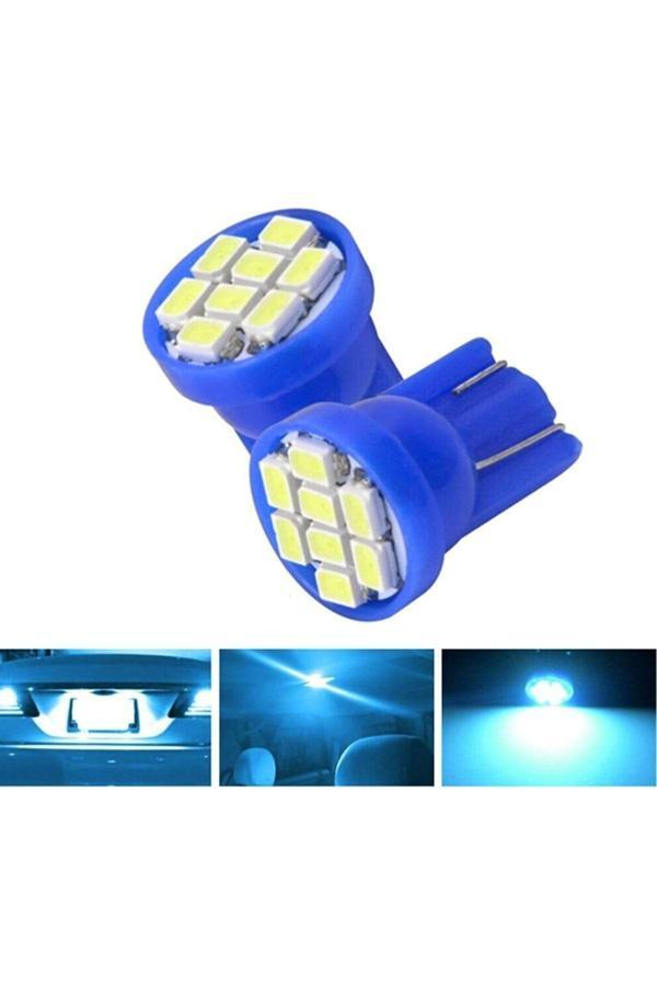Balp 2 Adet Buz Mavi Renk Mini Dipsiz T10 Led Park Ampulü 8 Ledli - Image 1