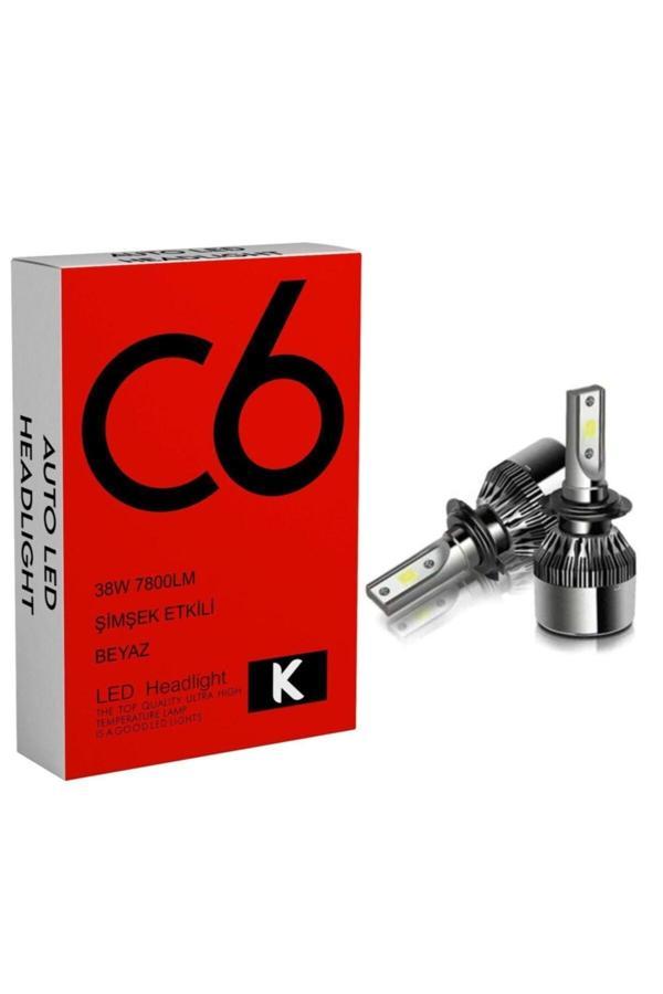C6 Led Xenon 2 Adet H4 Uzun Kısa Led Xenon 38W 7800Lm 6500K Far Ampülü Seri =K-K-Xen - Image 1