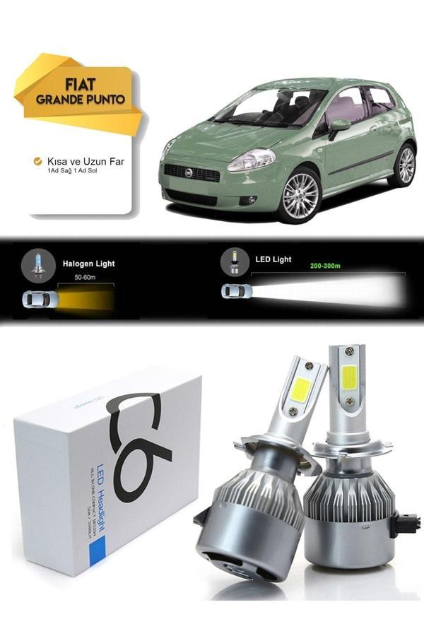 C6 Led Fiat Grande Punto Uzun Far Kısa Far Şimşek Etkili Led Xenon  Uyumlu - Image 1