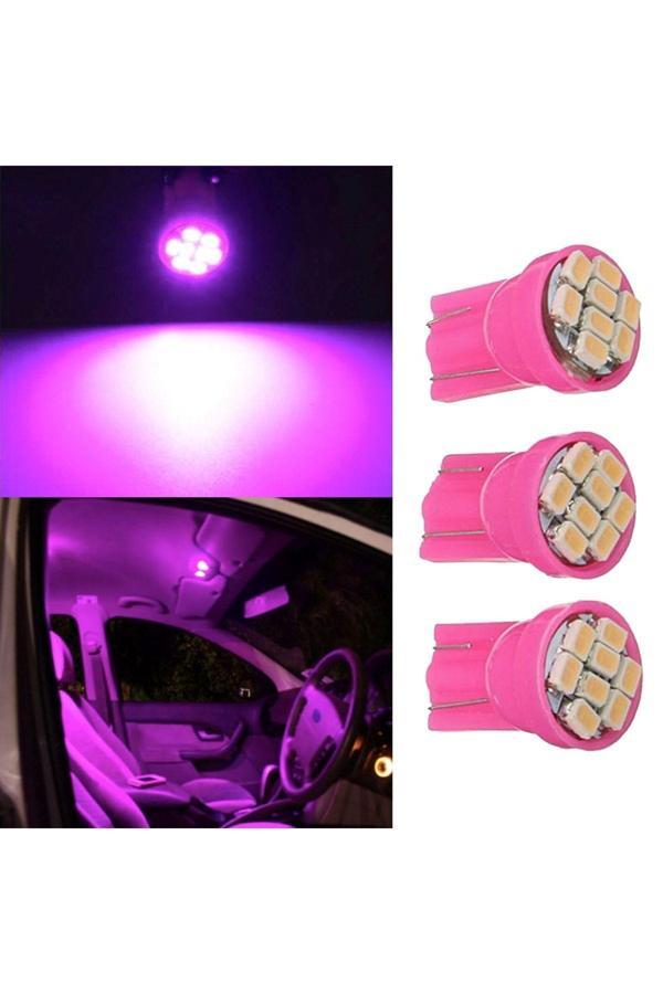 Balp 2 Adet Pembe Renk Mini Dipsiz T10 Led Park Ampulü 8 Ledli - Image 1
