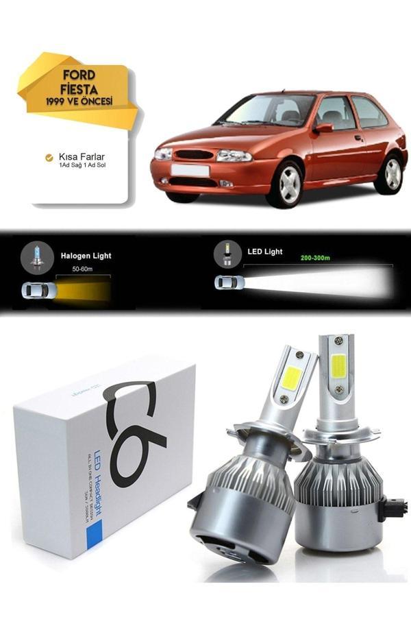 C6 Led Ford Fiesta Uyumlu Kısa Far Led Xenon Şimşek Etkili 1999 Ve Öncesi - Image 1