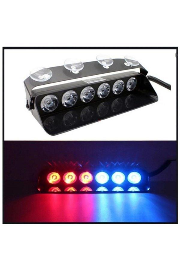 Balp S6 Çakar Kırmızı Mavi 6 Ledli Mercekli Vantuzlu - Image 1