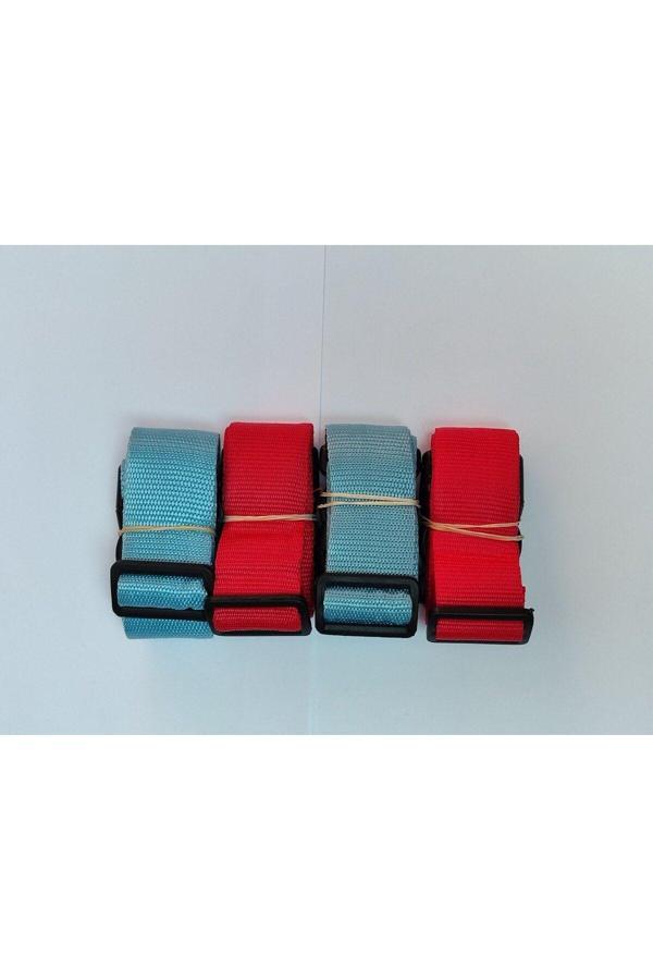 Balp 2 Adet Turkuaz 2 Adet Kırmızı Valiz Kemeri 4 Cm Toplam 4 Adet - Image 1