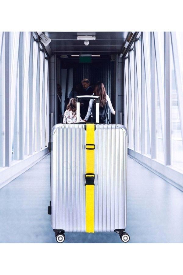 Balp 4 Adet Sarı Renk Valiz Bavul Emniyet Kemeri Bütün Valizlere Uyar En 4Cm - Image 1