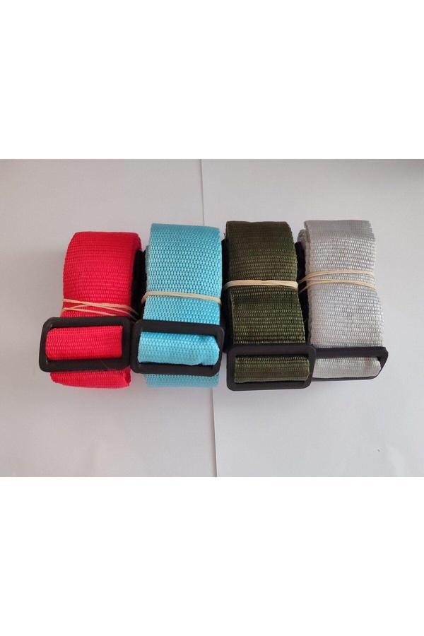 Balp Kırmızı, Turkuaz, Haki Yeşil Ve Gri Renk Valiz Kemeri 4 Cm Toplam 4 Adet - Image 1