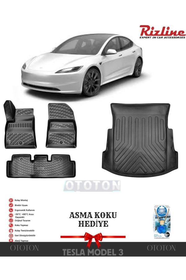 Rizline Tesla Model 3 2017 Sonrası Bagaj Havuzu Ve 3D Havuzlu Paspas -Hediyeli - Image 1