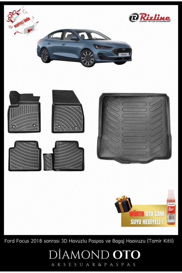 Rizline Ford Focus Sedan 3D Havuzlu Paspas Ve Bagaj Havuzu (Tamir Kitli) 2018-2019-2020-2021-2022-2023-2024 - Image 1