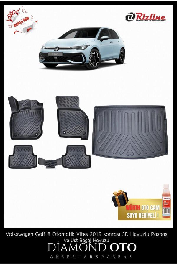 Rizline Volkswagen Golf 8 (Otomatik Vites) 3D Havuzlu Paspas Ve Üst Bagaj Havuzu 2019-2020-2021-22-23-24-25 - Image 1